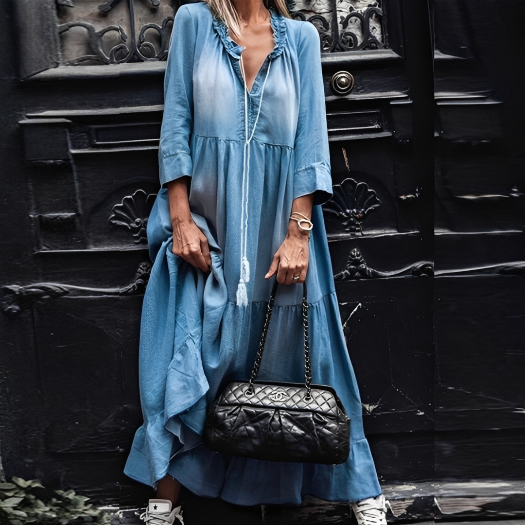 Irénée - Robe longue en denim confortable pour femmes