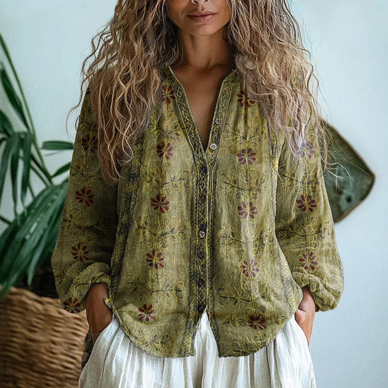 Brianna | Chemise Vintage Élégante à Imprimé Floral