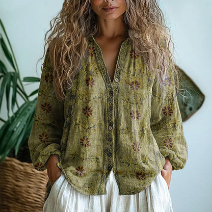 Brianna | Chemise Vintage Élégante à Imprimé Floral