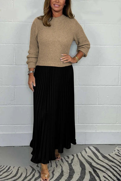 CAMILLA – ROBE MAXI AVEC SWEATER ET JUPE PLISSEE