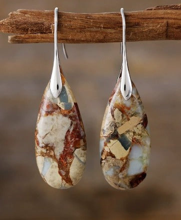Boucles d'oreilles en pierre ovale chic