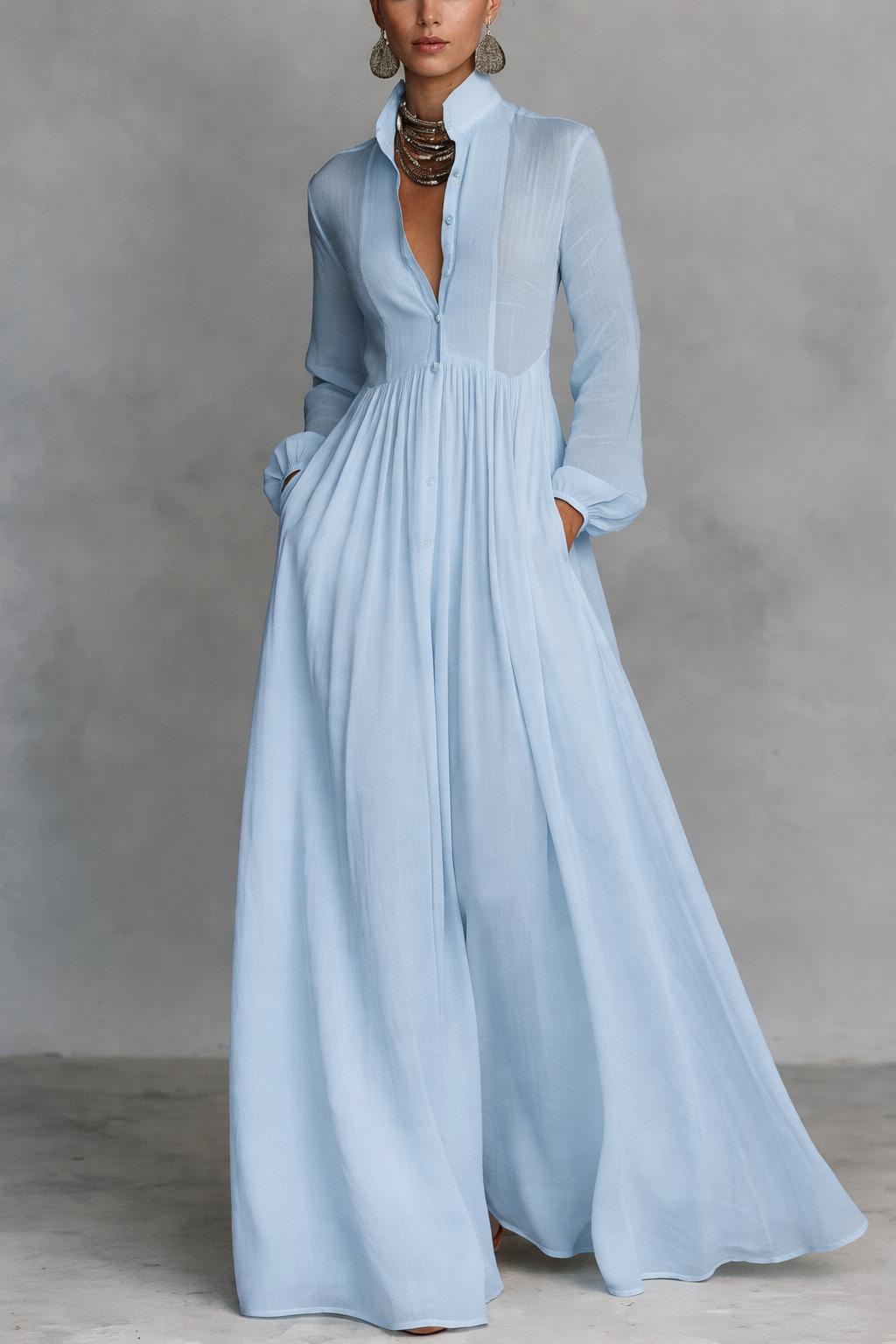 Serena | Robe Longue Boutonnée Fluide