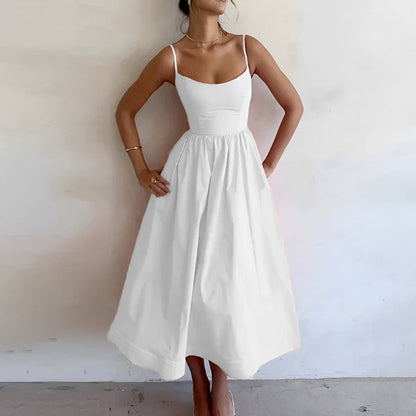 Fabiana - Robe évasée pour femme avec bretelles fines et volants