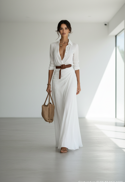 Robe Maxi Ilona – Chic et Intemporelle en Kaki