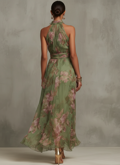 Livia - Robe Maxi Halter Fleurie