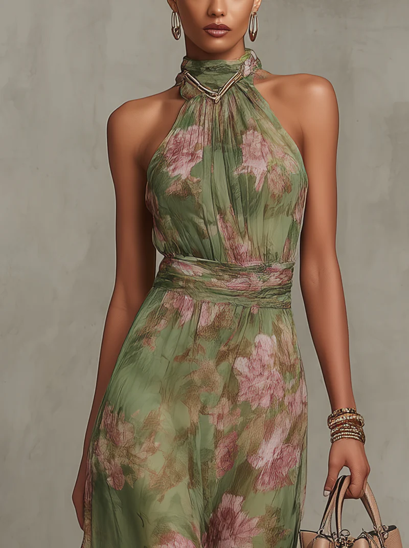Serena | Élégante robe longue fluide à imprimé floral qui met en valeur la silhouette