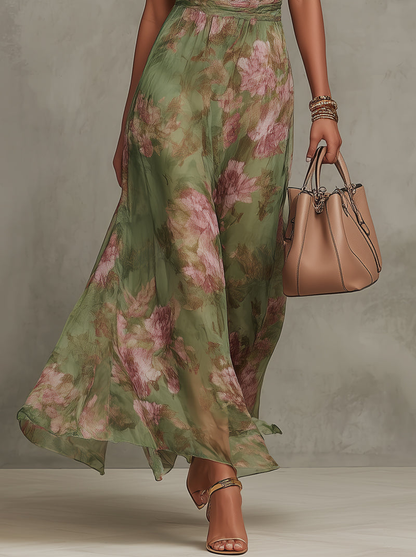 Serena | Élégante robe longue fluide à imprimé floral qui met en valeur la silhouette