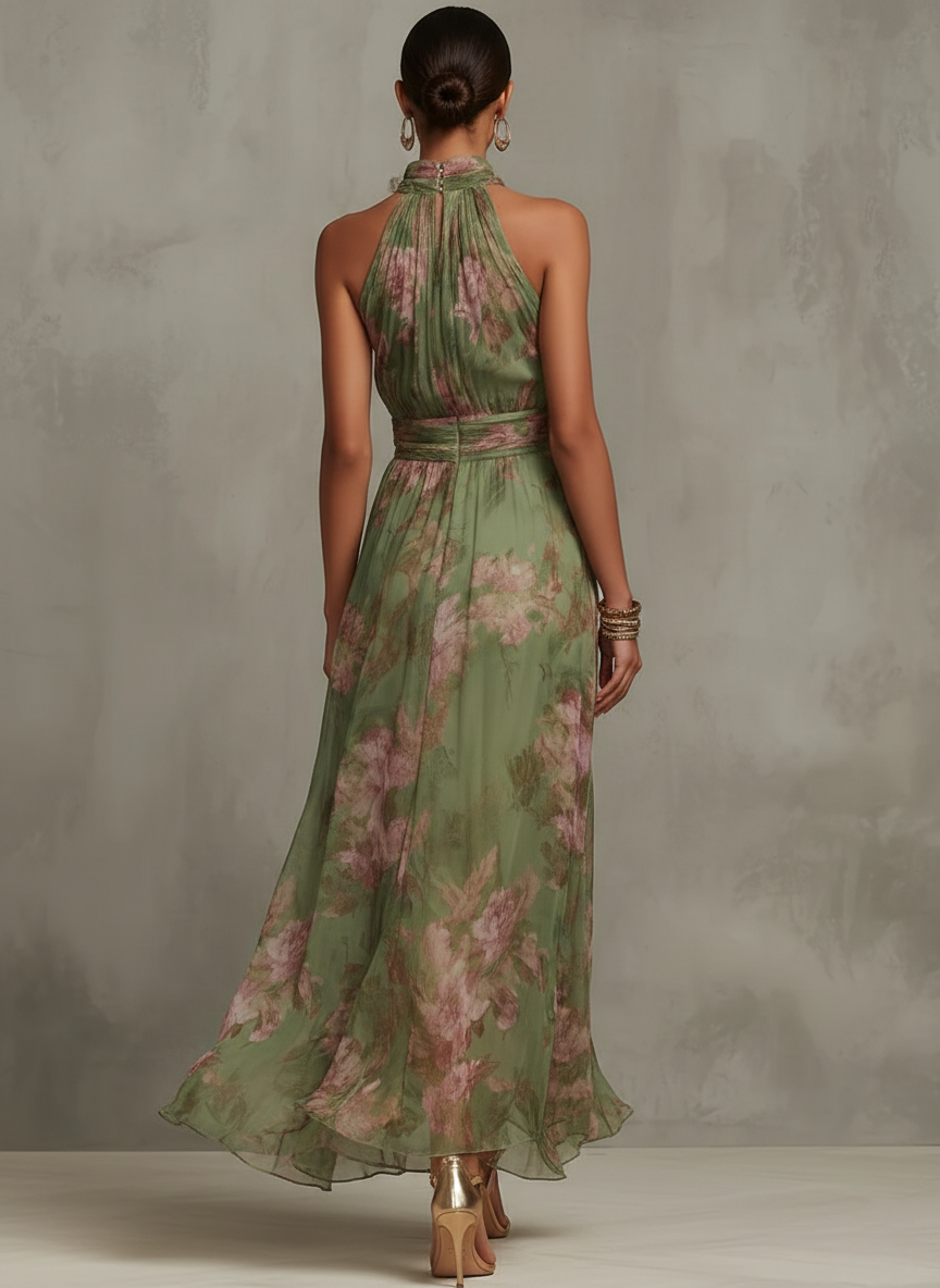 Serena | Élégante robe longue fluide à imprimé floral qui met en valeur la silhouette