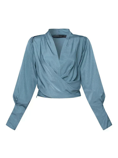 CASSANDRA – BLOUSE ÉLÉGANTE AVEC COL EN V DRAPÉ