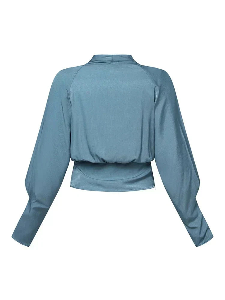 CASSANDRA – BLOUSE ÉLÉGANTE AVEC COL EN V DRAPÉ