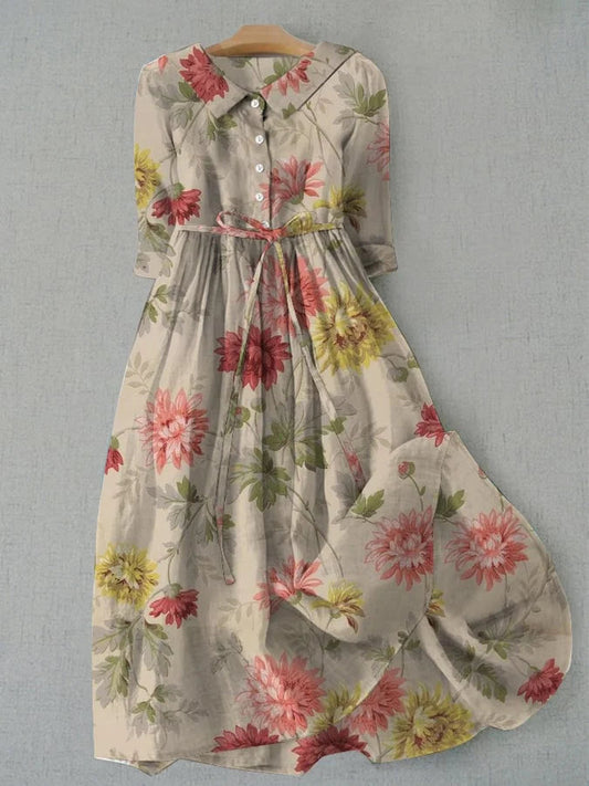 Robe à Taille Serrée avec Cordon pour Femmes Zinnia - Charme Vintage et Confort Moderne