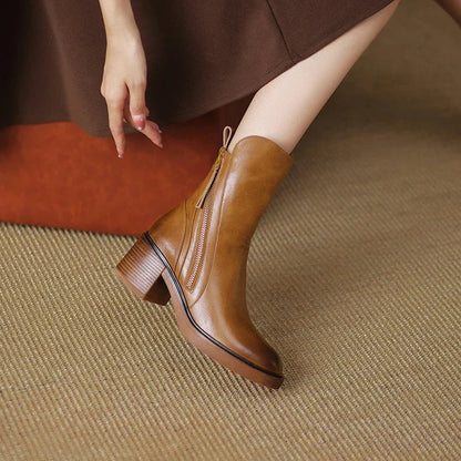 Bottines Femme avec Zip et Talon Bloc