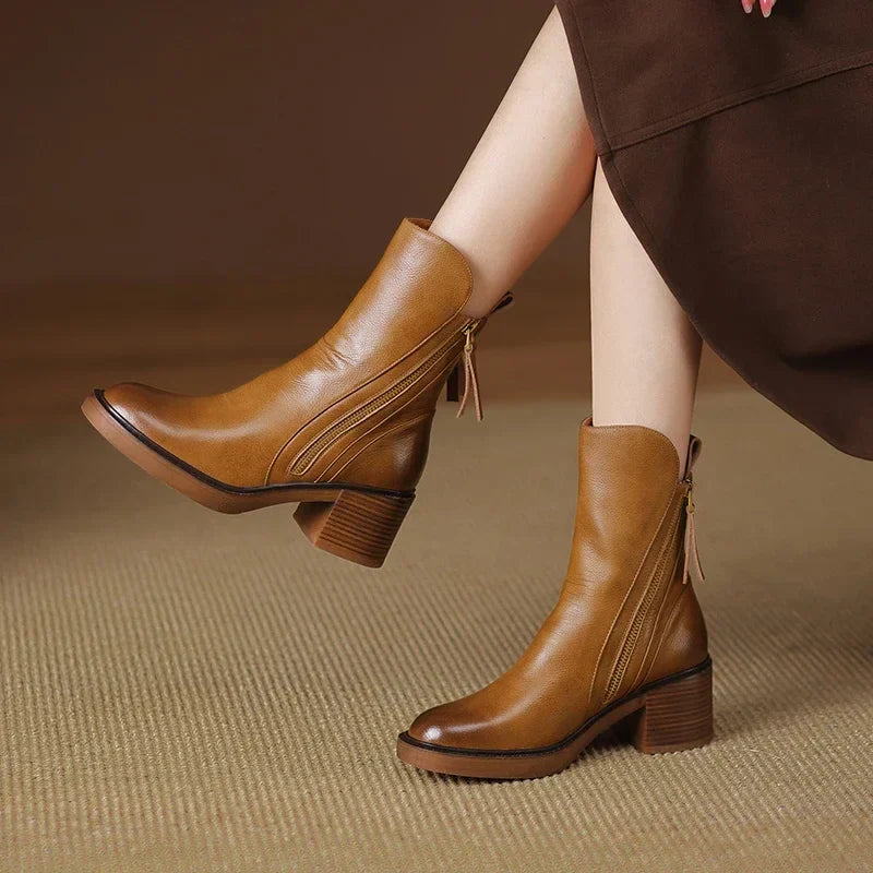 Bottines Femme avec Zip et Talon Bloc