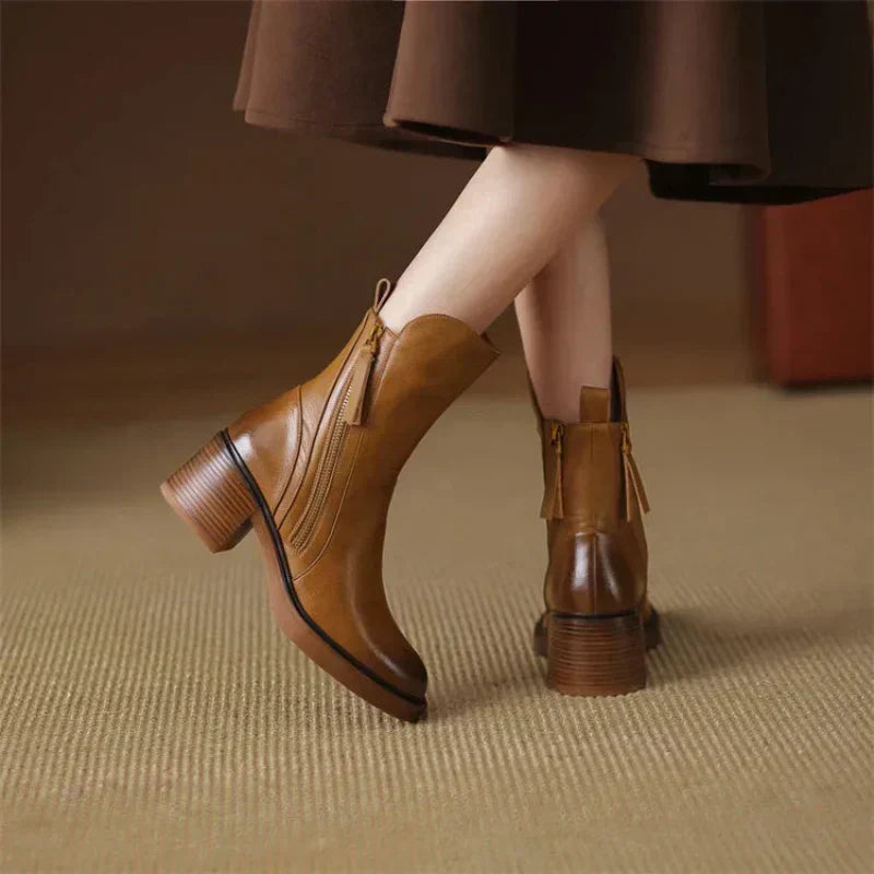 Bottines Femme avec Zip et Talon Bloc