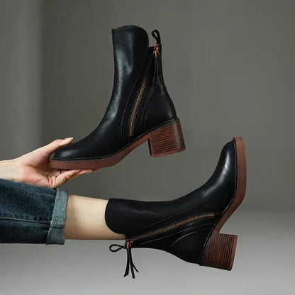 Bottines Femme avec Zip et Talon Bloc