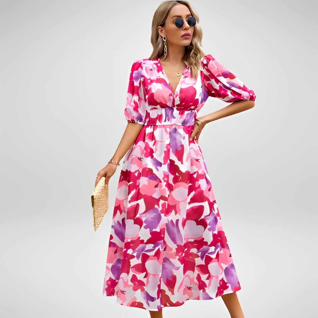 Airis - Robe d'été élégante avec décolleté en V pour femmes