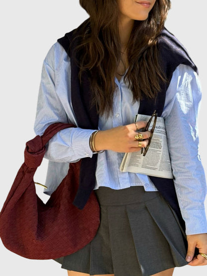 Celeste | Sac Medium Suédé Tressé avec Nœud