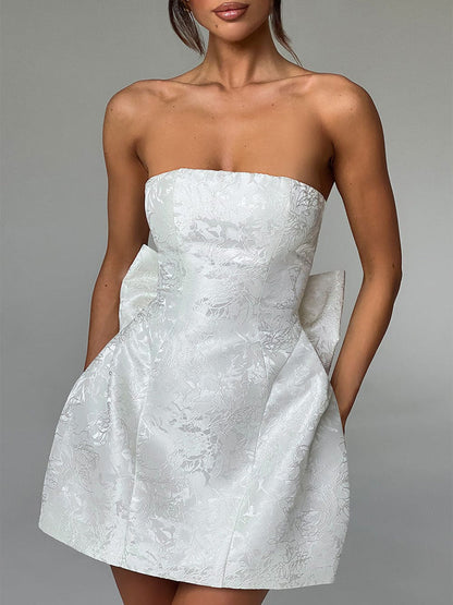 Robe Mini à Nœud Jacquard Amelia