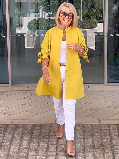 Elliora - Veste Chemise en Coton avec Dos Froncé
