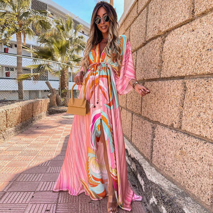 Romina - Robe Maxi Fluide avec Ceinture à la Taille