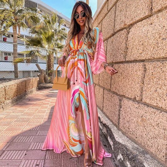 Romina - Robe Maxi Fluide avec Ceinture à la Taille