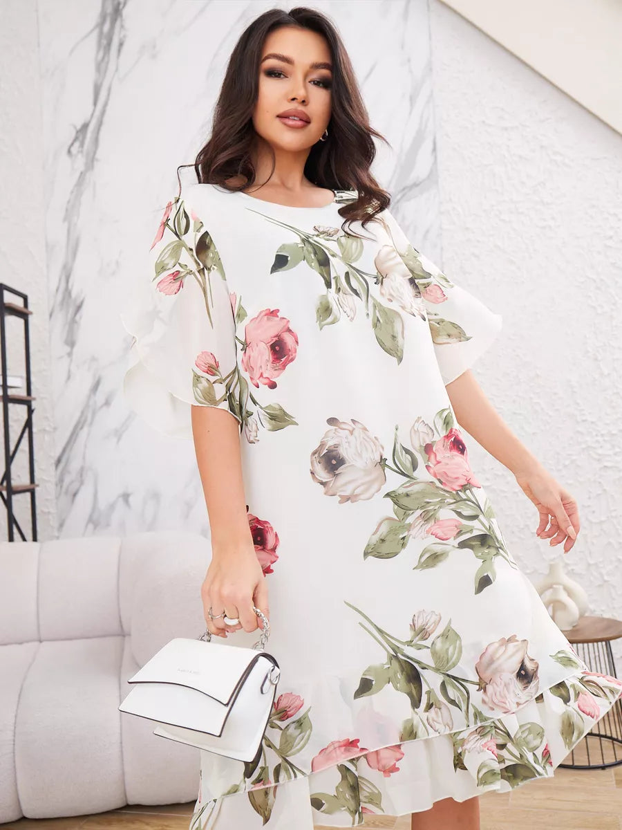 Violeta | Élégant robe en chiffon avec imprimé floral