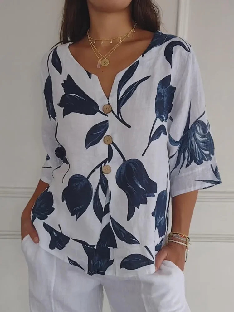 Sanne™ | Blouse à Boutons Florale