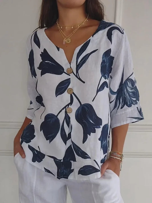 Sanne™ | Blouse à Boutons Florale