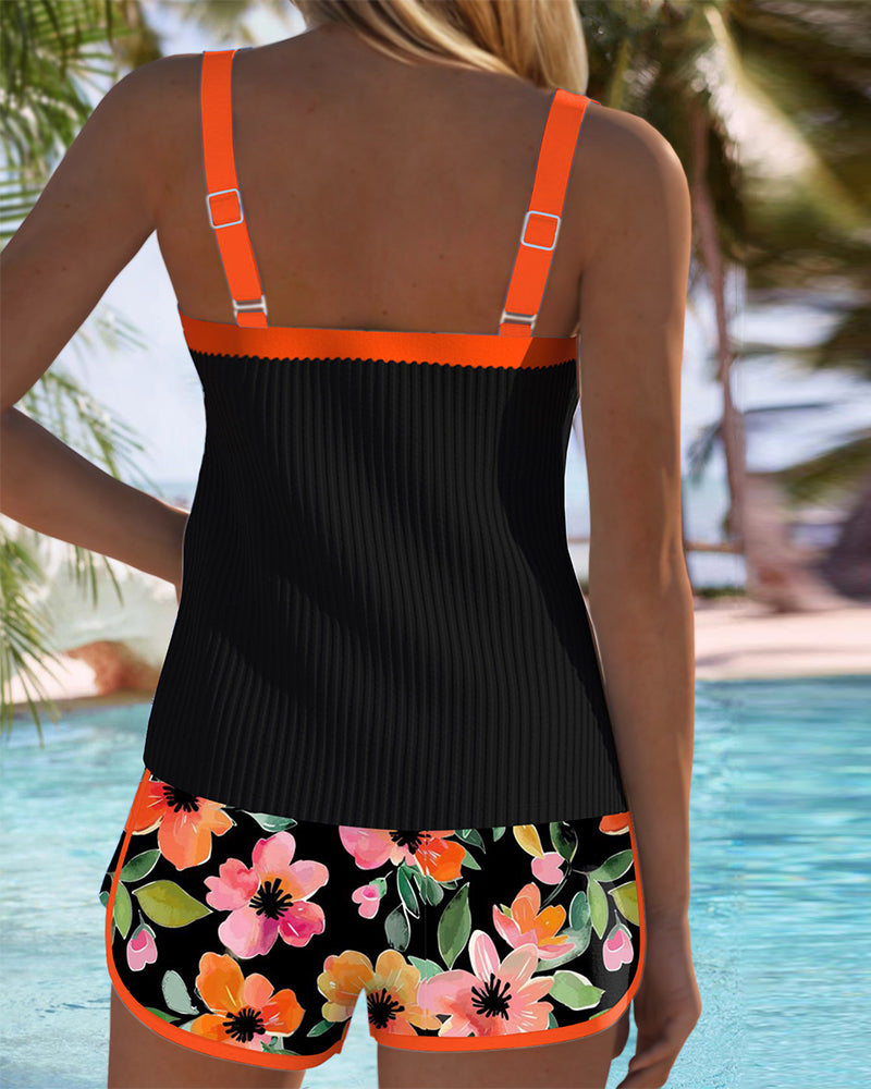 Federica - Ensemble de Tankini avec Pantalons Courts à Rayures