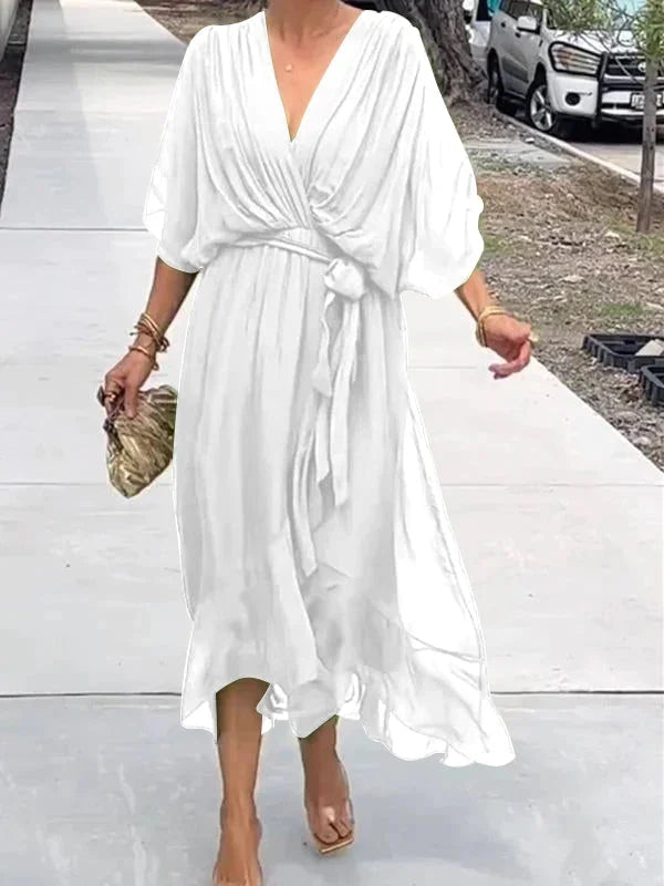 Loisa - Robe en Chiffon Élégante avec Décolleté en V