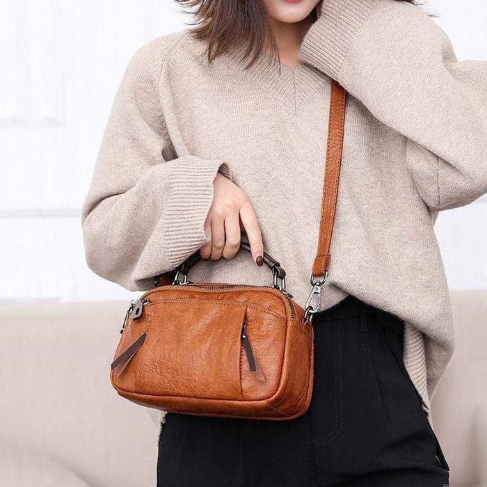Finbjørg | Petit Sac Polyvalent en Ombre de Cognac Doré