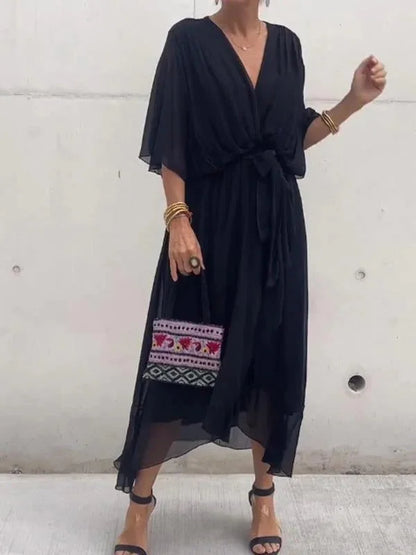 Loisa - Robe en Chiffon Élégante avec Décolleté en V