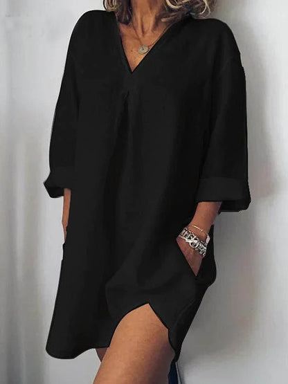 Iona – Robes légères en lin avec décolleté en V pour des journées d'été détendues