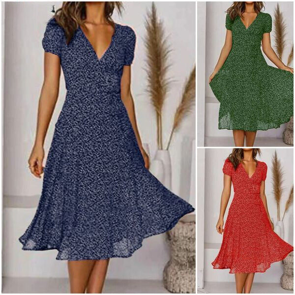 Krystelle – Robe en ligne A avec décolleté en V et jupe fluide