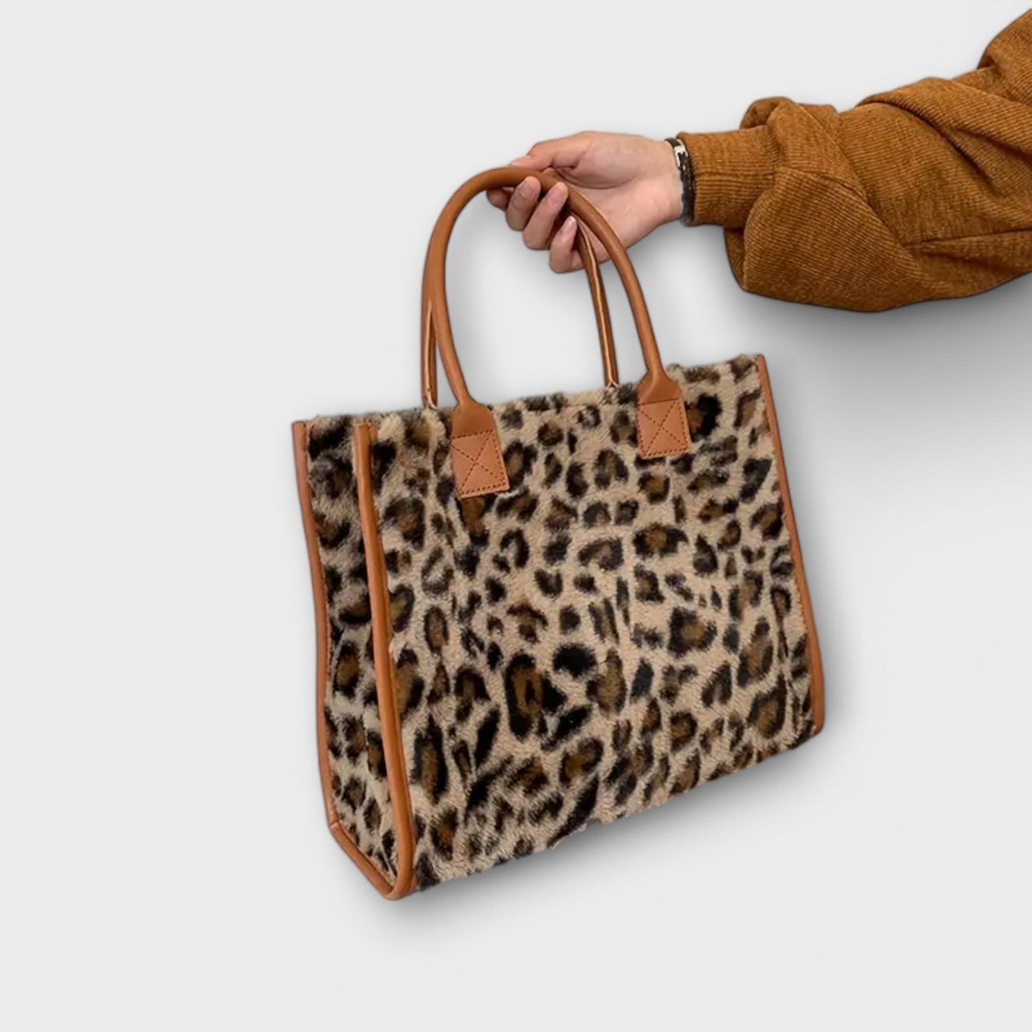 Sac Tote Plush avec Imprimé Léopard Chic