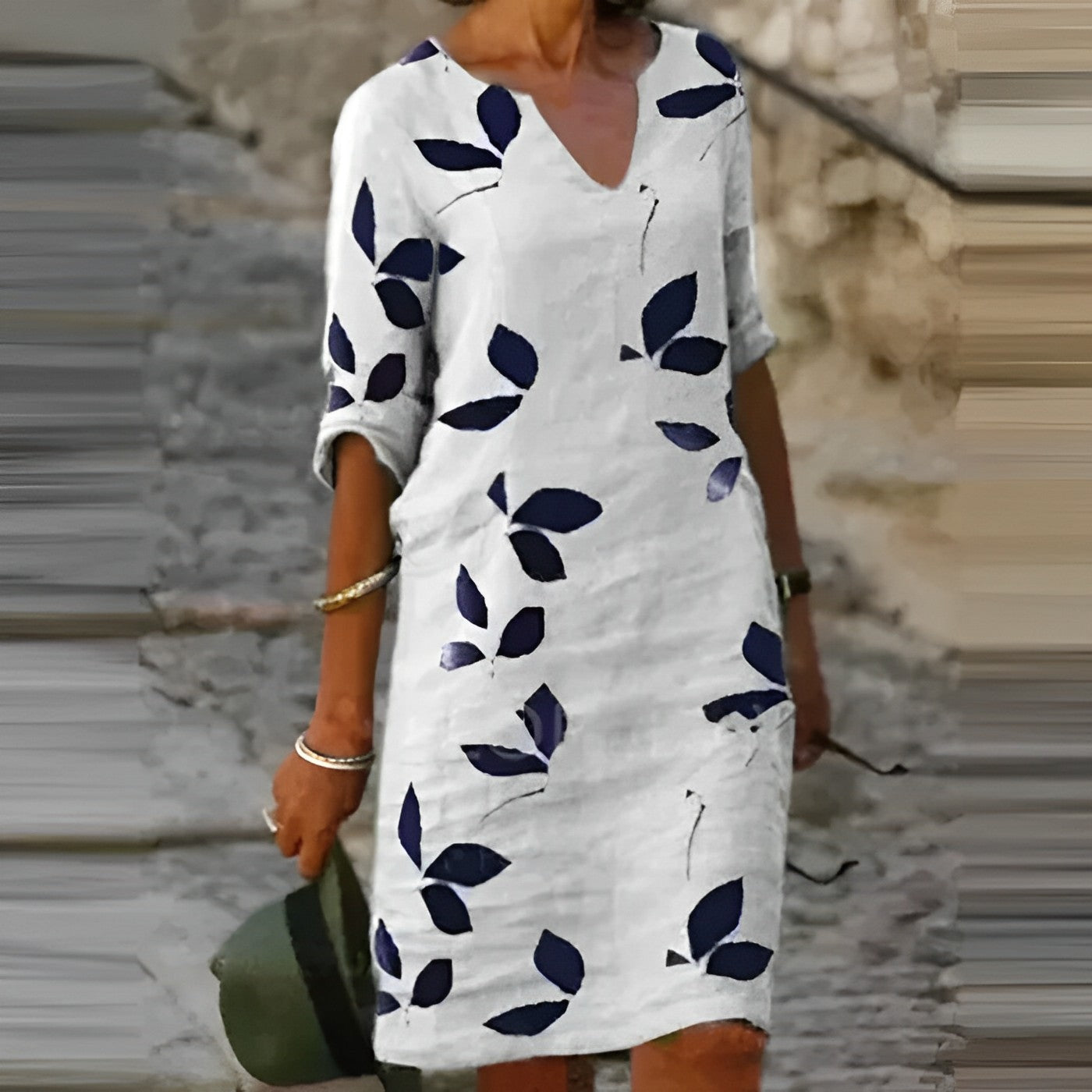 Amanda - Robe d'été décontractée à imprimé uni