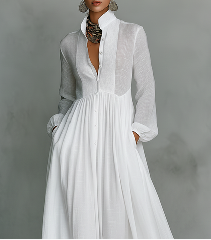 Serena | Robe Longue Boutonnée Fluide