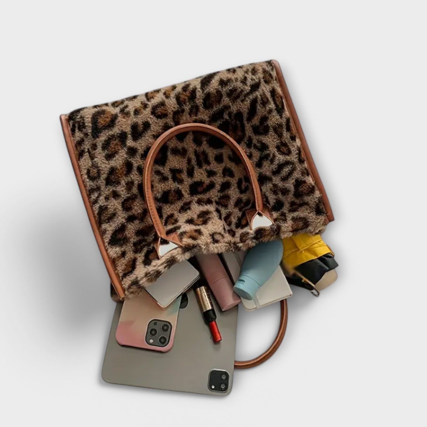 Sac Tote Plush avec Imprimé Léopard Chic