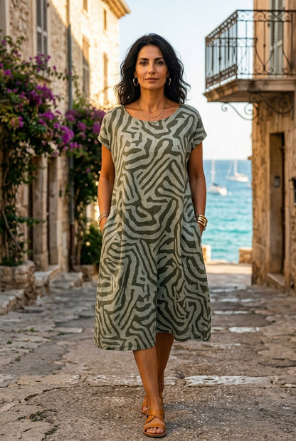 Robe d'été à col rond - Élégance intemporelle