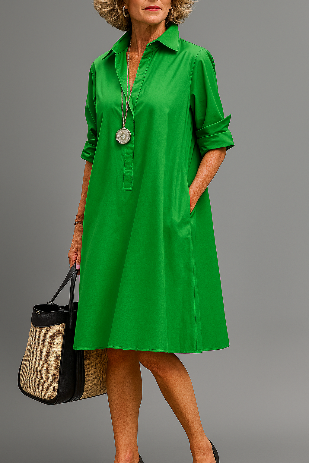Riley | Robe midi élégante avec col anti-UV