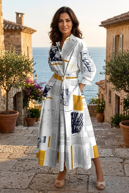 Robe Longue Portefeuille Élégante à Col - Chic et Intemporel