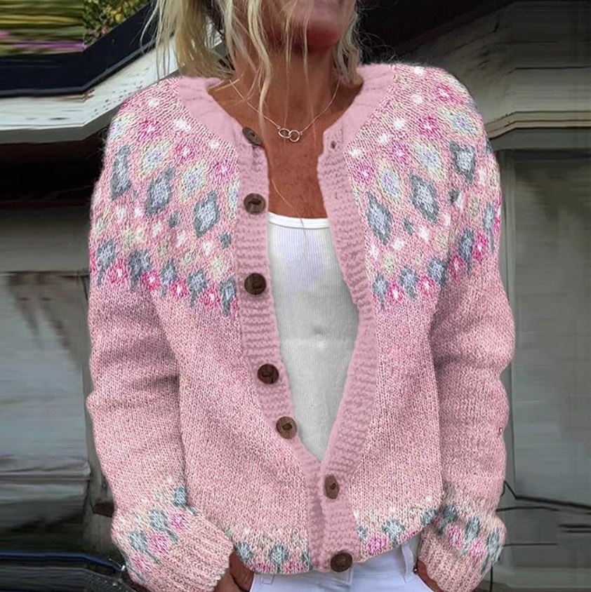 Sophie | Cardigan rose avec motif