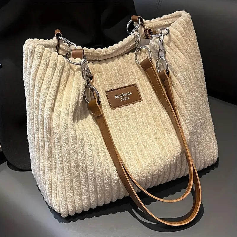 Onyx - Sac à Bandoulière en Velours Côtelé de Grande Capacité