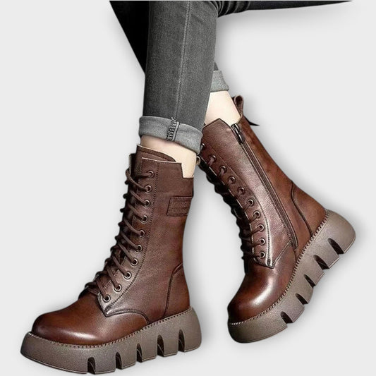 Bottes Combat Chunky avec Bord Marqué
