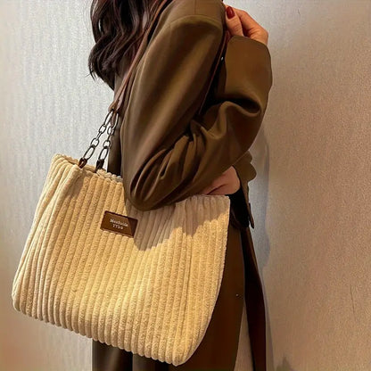 Onyx - Sac à Bandoulière en Velours Côtelé de Grande Capacité