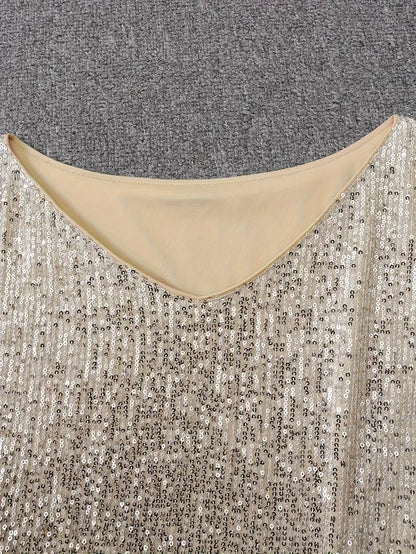 Robe À Paillettes col rond Soirée Pour Femme | Mini