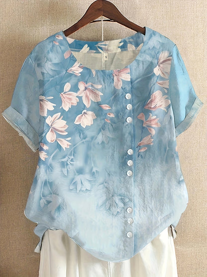 Sienna – Blouse à Détail Boutonné Floral