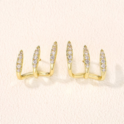 Boucles d'oreilles élégantes en strass à trois griffes