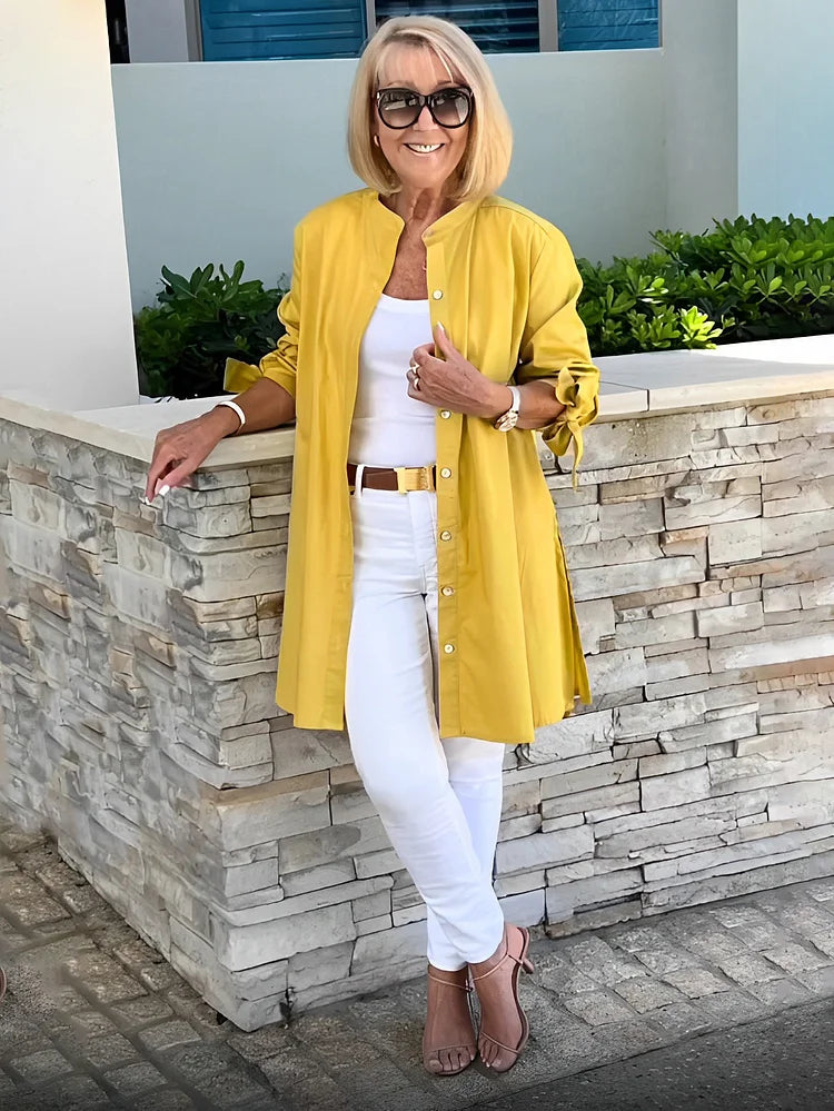 Elliora - Veste Chemise en Coton avec Dos Froncé
