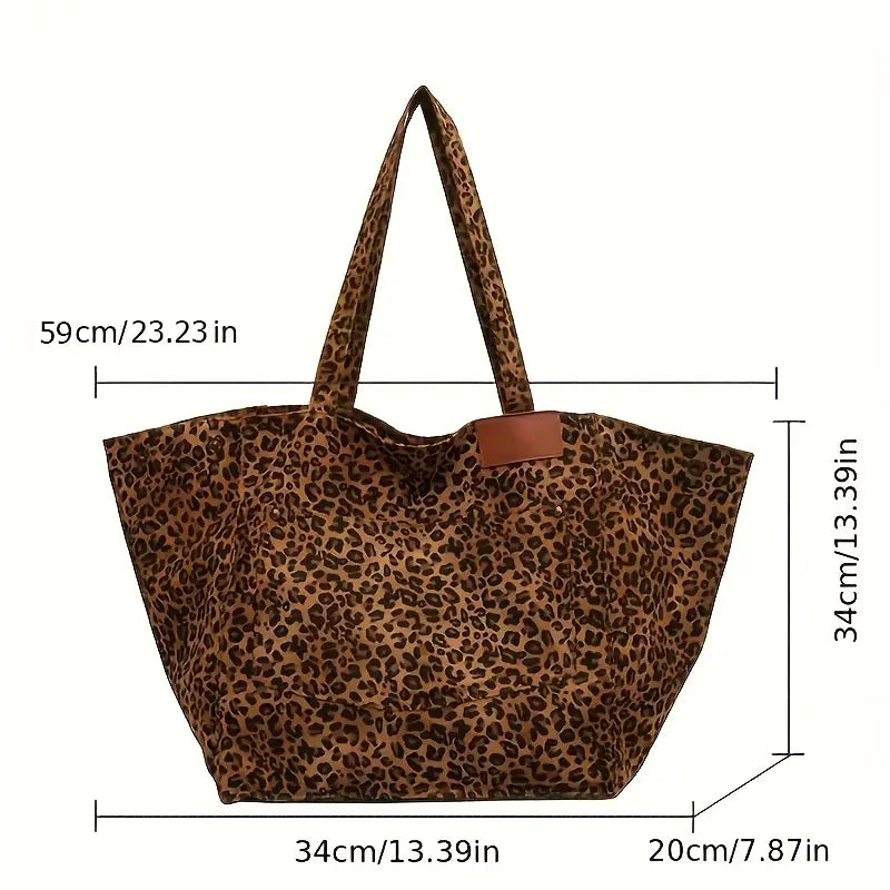 Sac à Bandoulière Élégant en Toile avec Imprimé Léopard